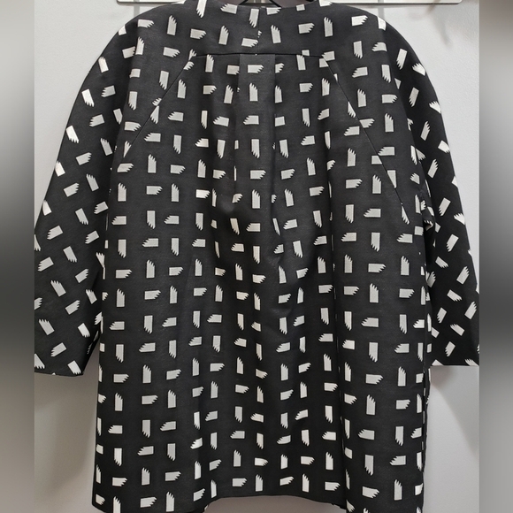 Anne Klein Black and White Print 3/4 Sleeve Open Front Jacket, Large - Picture 2 of 7